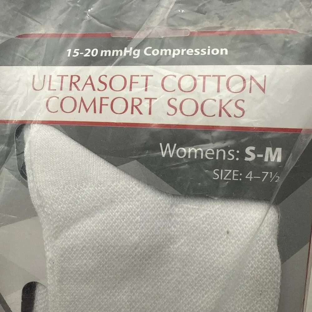Prestige Medical Nurse Women S-M 4 to 7-1/2 Soft Comfort Compression Sock white